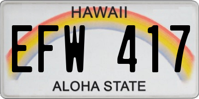 HI license plate EFW417