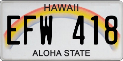 HI license plate EFW418