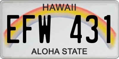 HI license plate EFW431