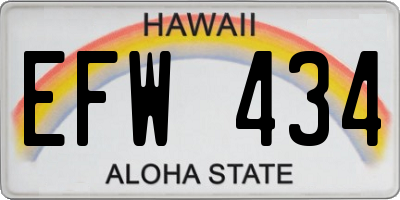HI license plate EFW434