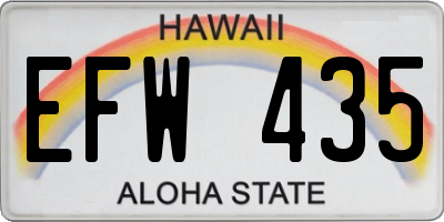 HI license plate EFW435