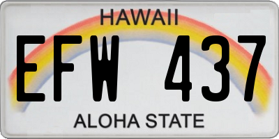 HI license plate EFW437
