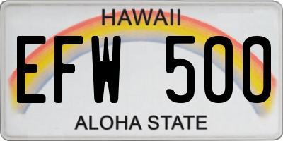 HI license plate EFW500