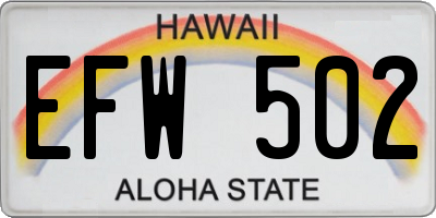 HI license plate EFW502