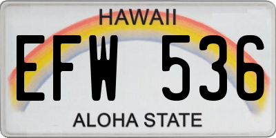 HI license plate EFW536