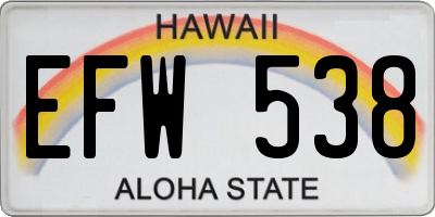 HI license plate EFW538