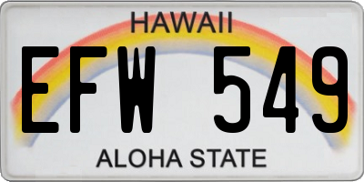 HI license plate EFW549