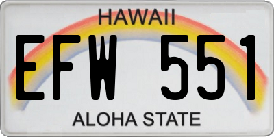 HI license plate EFW551