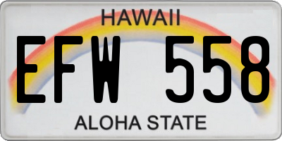 HI license plate EFW558
