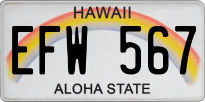 HI license plate EFW567