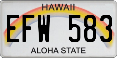 HI license plate EFW583
