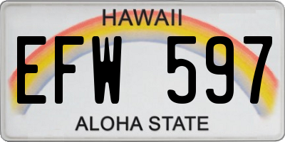 HI license plate EFW597