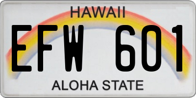 HI license plate EFW601