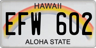 HI license plate EFW602