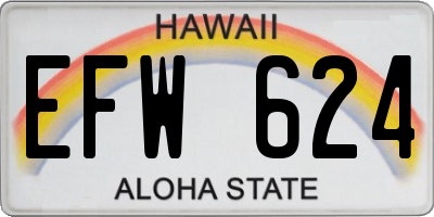 HI license plate EFW624