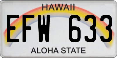 HI license plate EFW633
