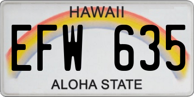 HI license plate EFW635