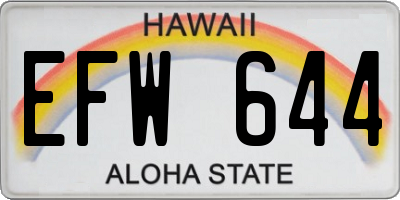HI license plate EFW644