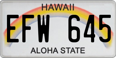HI license plate EFW645
