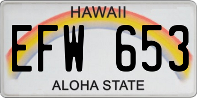 HI license plate EFW653