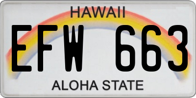 HI license plate EFW663