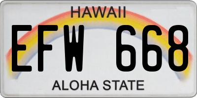 HI license plate EFW668