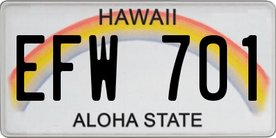 HI license plate EFW701