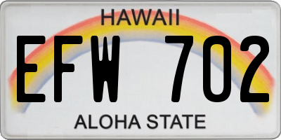 HI license plate EFW702