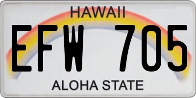 HI license plate EFW705