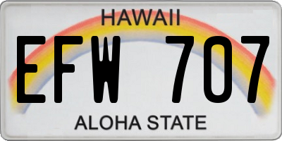 HI license plate EFW707