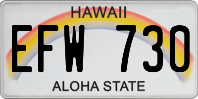 HI license plate EFW730