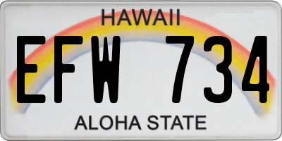 HI license plate EFW734
