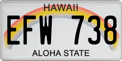 HI license plate EFW738