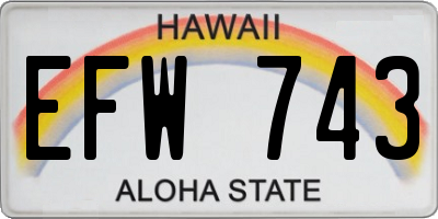 HI license plate EFW743