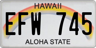 HI license plate EFW745