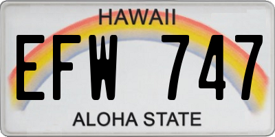 HI license plate EFW747