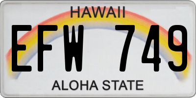 HI license plate EFW749
