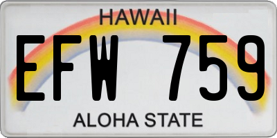 HI license plate EFW759