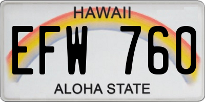 HI license plate EFW760
