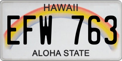 HI license plate EFW763