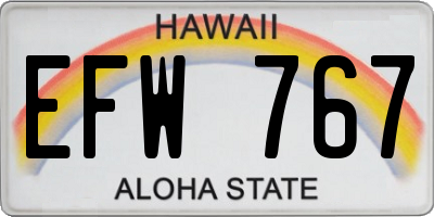 HI license plate EFW767