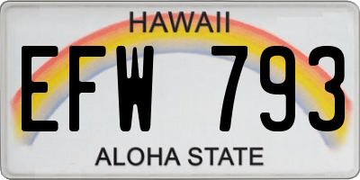 HI license plate EFW793