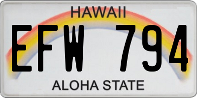 HI license plate EFW794
