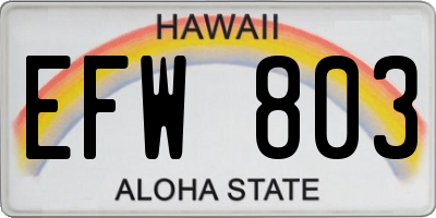 HI license plate EFW803