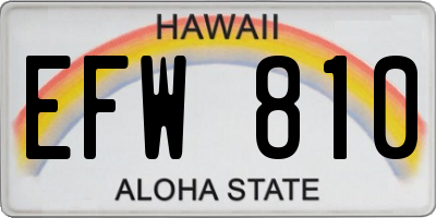 HI license plate EFW810