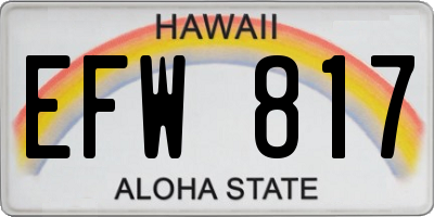 HI license plate EFW817