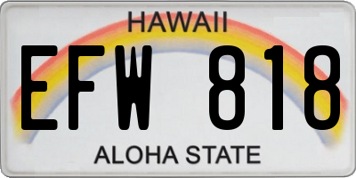 HI license plate EFW818