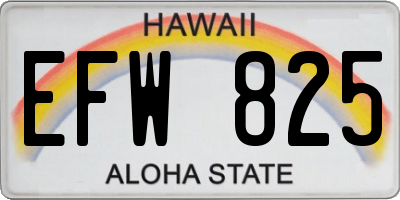 HI license plate EFW825