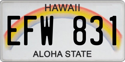 HI license plate EFW831