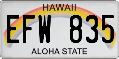 HI license plate EFW835